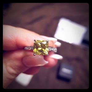 Canary yellow faux diamond ring